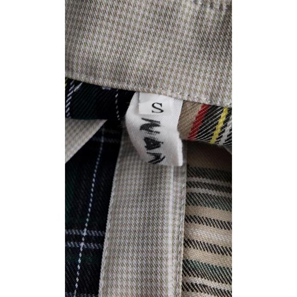 Plaid Button-Down Shirt Dress Small Mixed Pattern Cotton Blend Casual - Picture 3 of 3